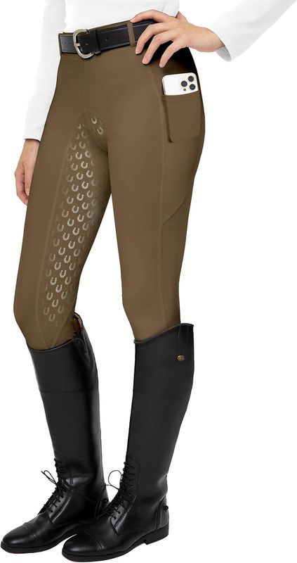 FitsT4 Sports damskie legginsy jeździeckie z pełnym lejem silikonowym