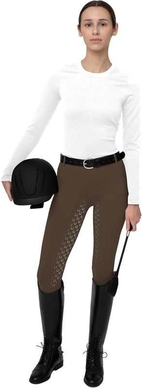 FitsT4 Sports damskie legginsy jeździeckie z pełnym lejem silikonowym