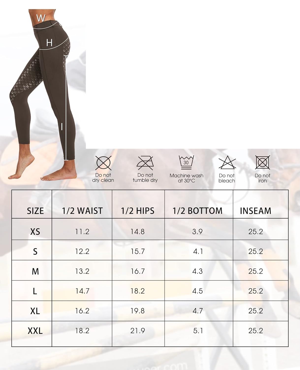FitsT4 Sports damskie legginsy jeździeckie z pełnym lejem silikonowym