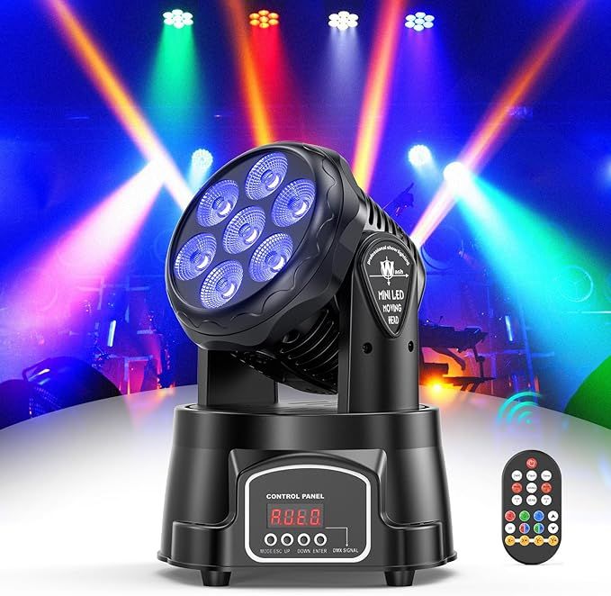 UKing 7x15W Mini Moving Head LED RGBW z pilotem i DMX512