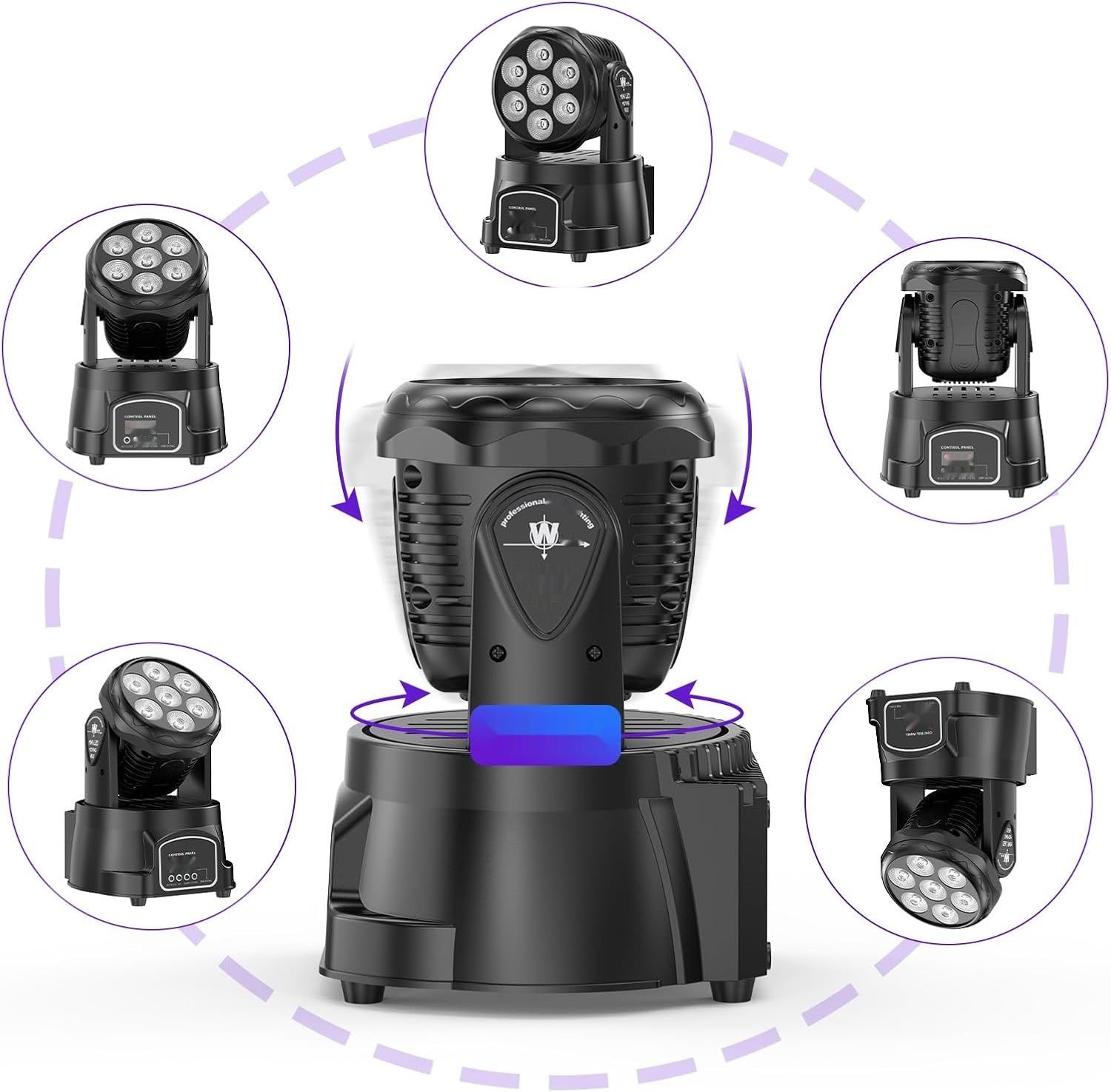 UKing 7x15W Mini Moving Head LED RGBW z pilotem i DMX512
