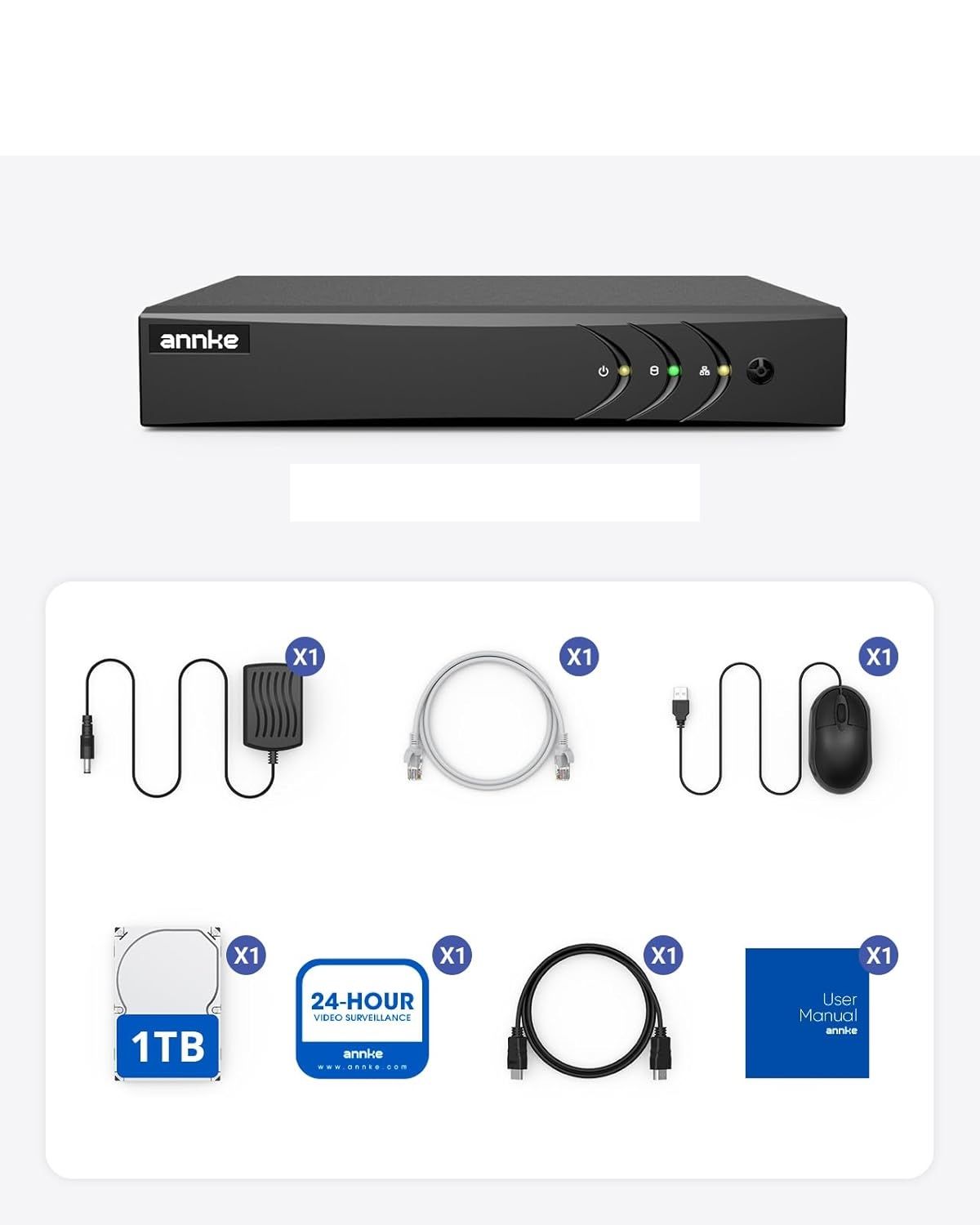 Annke TVI 1080P 8‑kanałowy cyfrowy rejestrator wideo DW81K1T