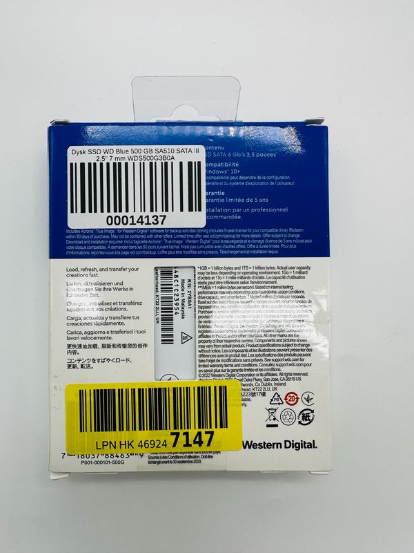 SSD WD Blue 500GB SA510 SATA3 2,5" 7 mm WDS500G3B0A