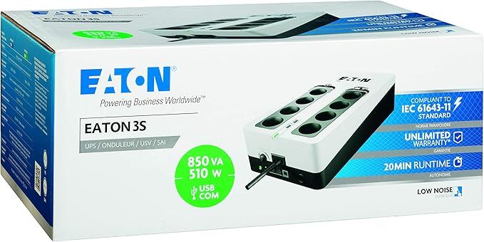 Eaton 3S 850 FR Gen2 (3S850F) – UPS Off-Line 850 VA z ochroną przeciwprzepięciową