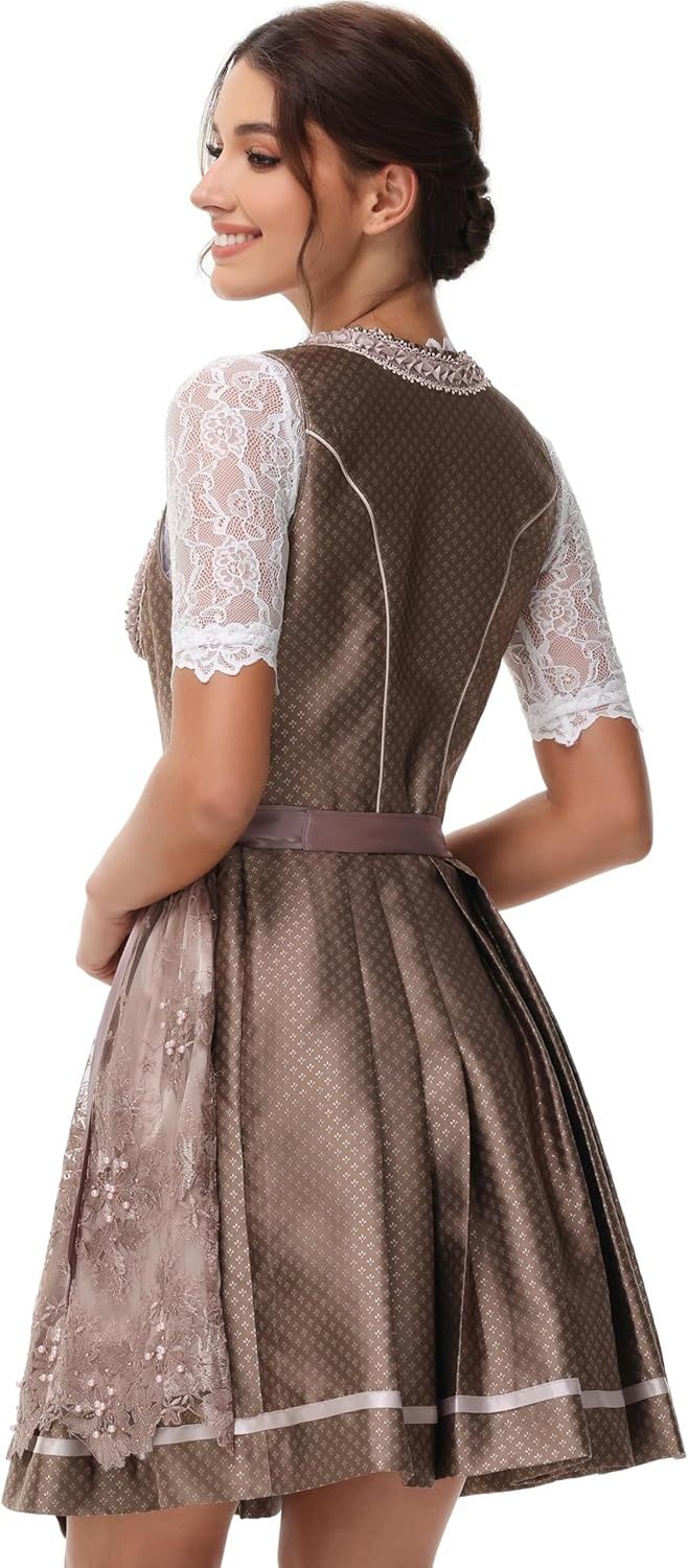 ELFIN elegancka sukienka ludowa na Oktoberfest z koronkowym fartuchem, 50 cm