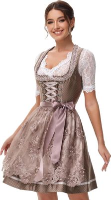 ELFIN elegancka sukienka ludowa na Oktoberfest z koronkowym fartuchem, 50 cm