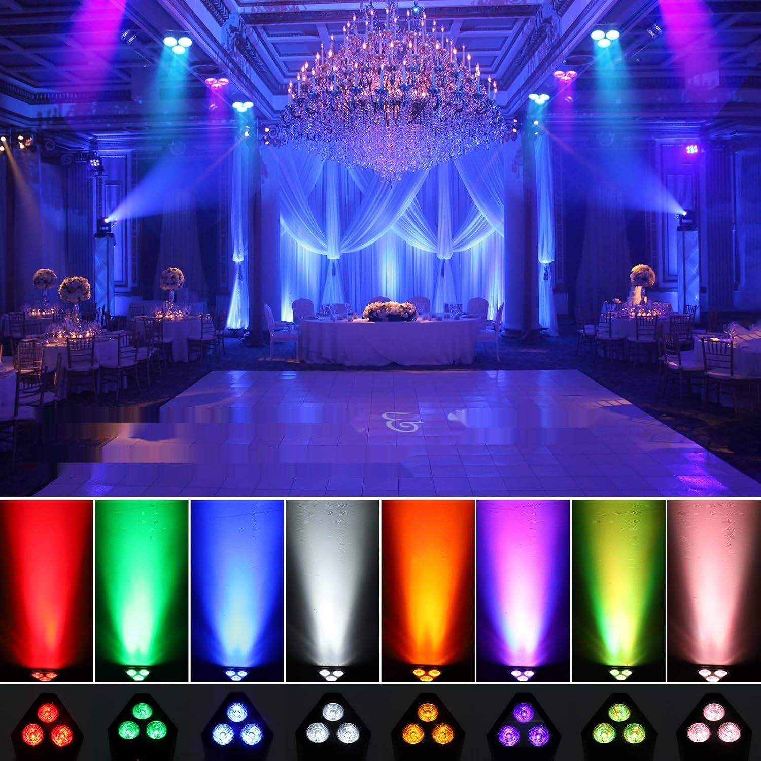 PUZILOZA 1x 54W RGBWA+UV LED PAR na baterię – bezprzewodowy reflektor sceniczny