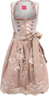ELFIN Eleganckie damskie midi dirndl z koronkowym fartuchem – Oktoberfest