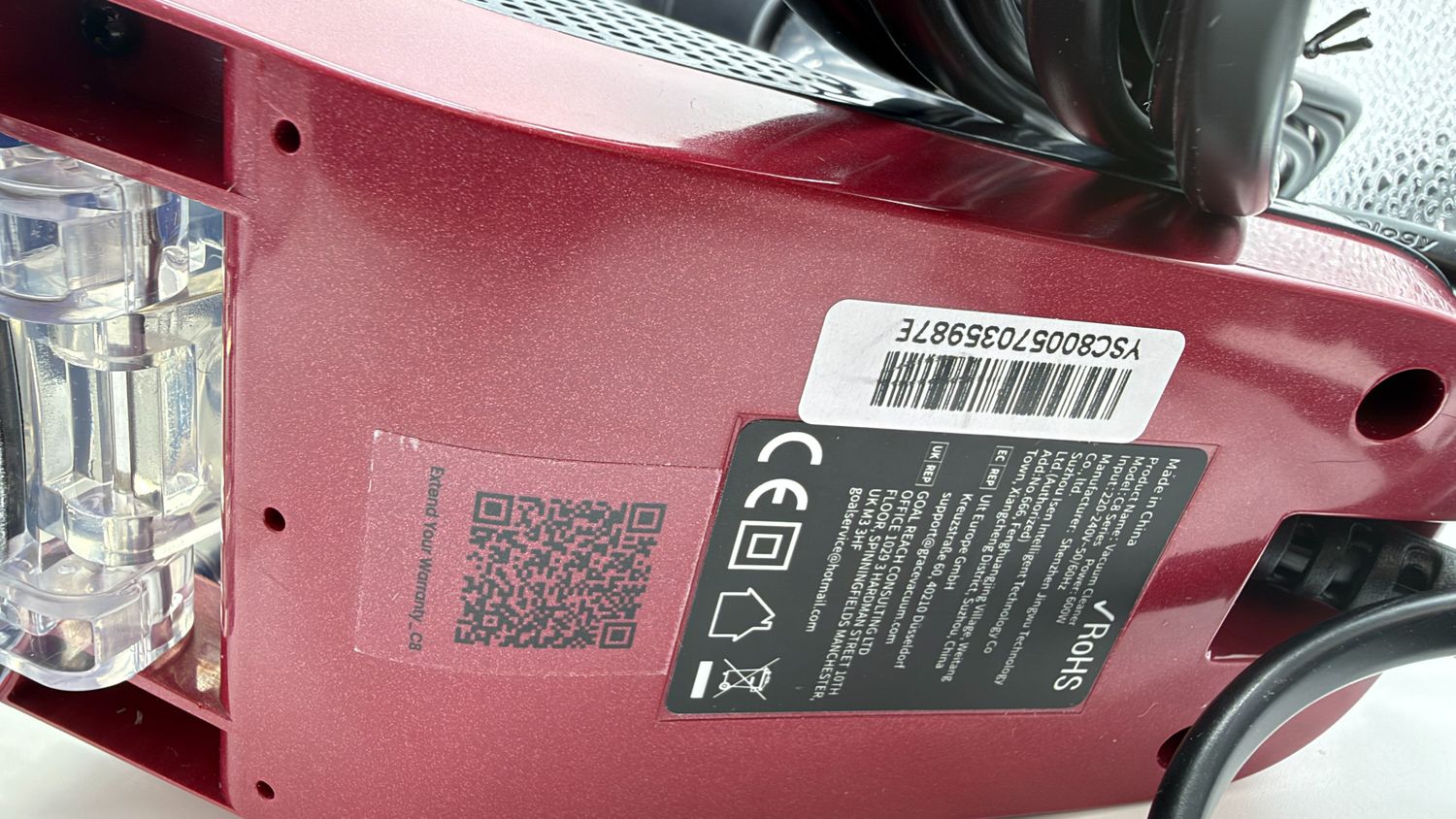 Vexilar C8 Odkurzacz pionowy przewodowy 600 W 60 kPa, kabel 7 m