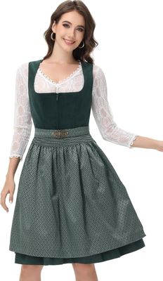 ELFIN Dirndl damski midi z aksamitu – sukienka ludowa na Oktoberfest, 60 cm