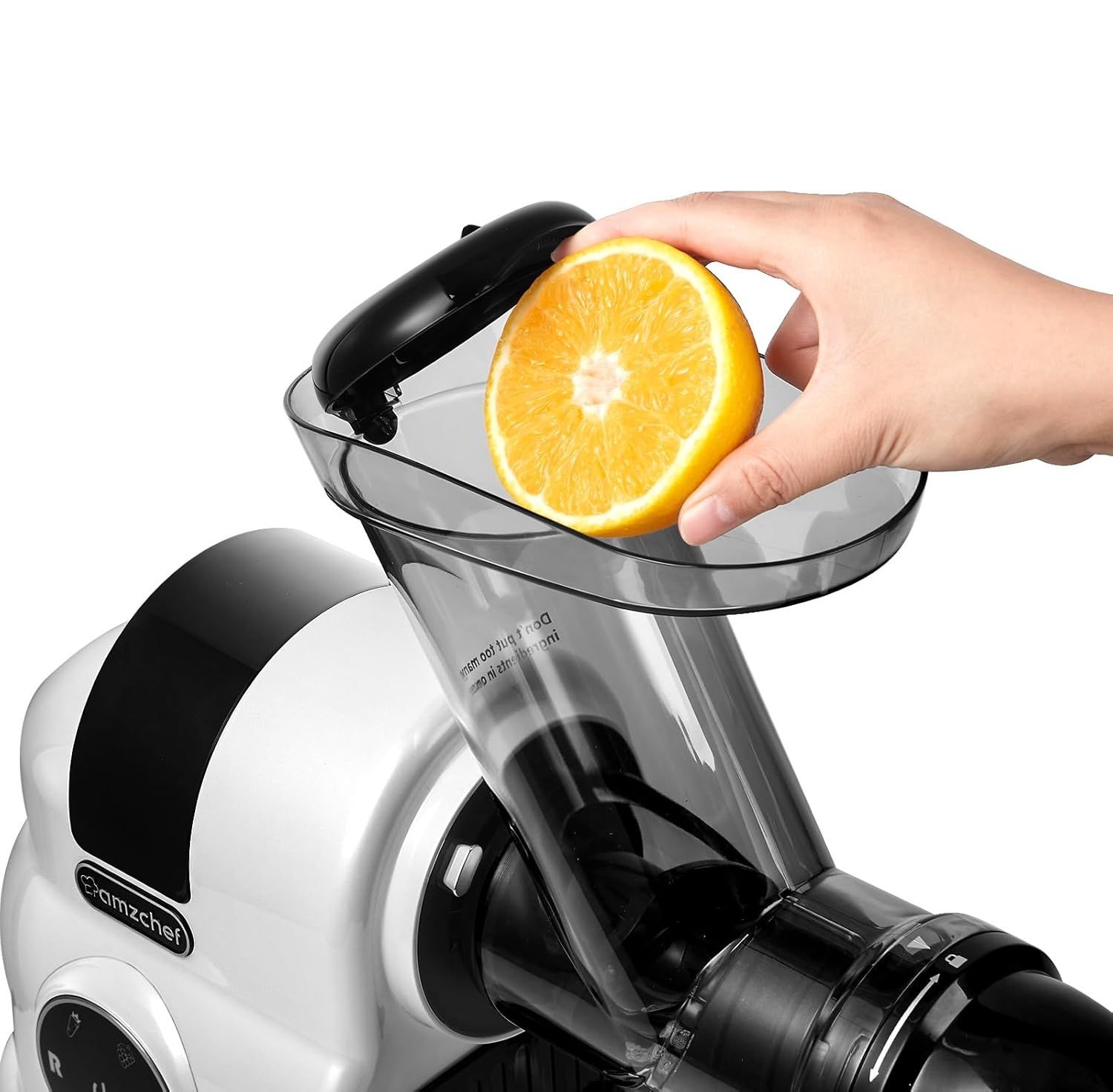 AMZCHEF ZM1517 – Wolnoobrotowa wyciskarka do soków 80 mm, 150 W, srebrna