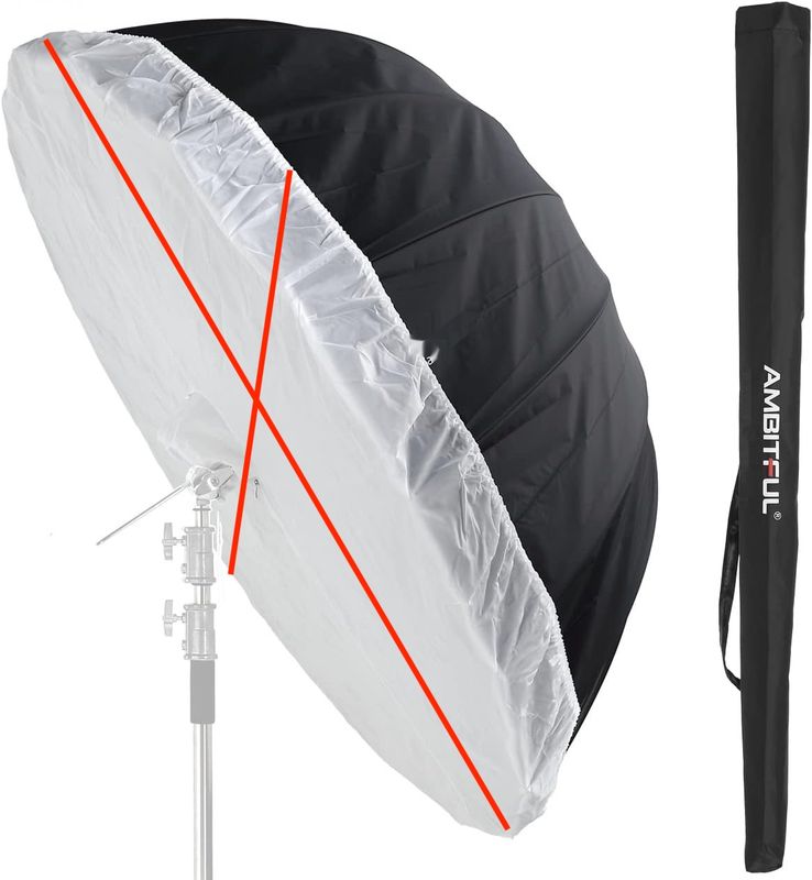 название на товаре AMBI TFUL UB-130S FBA.    AMBITFUL UB-160W Parasol studyjny paraboliczny 160 cm biały refleksyjN