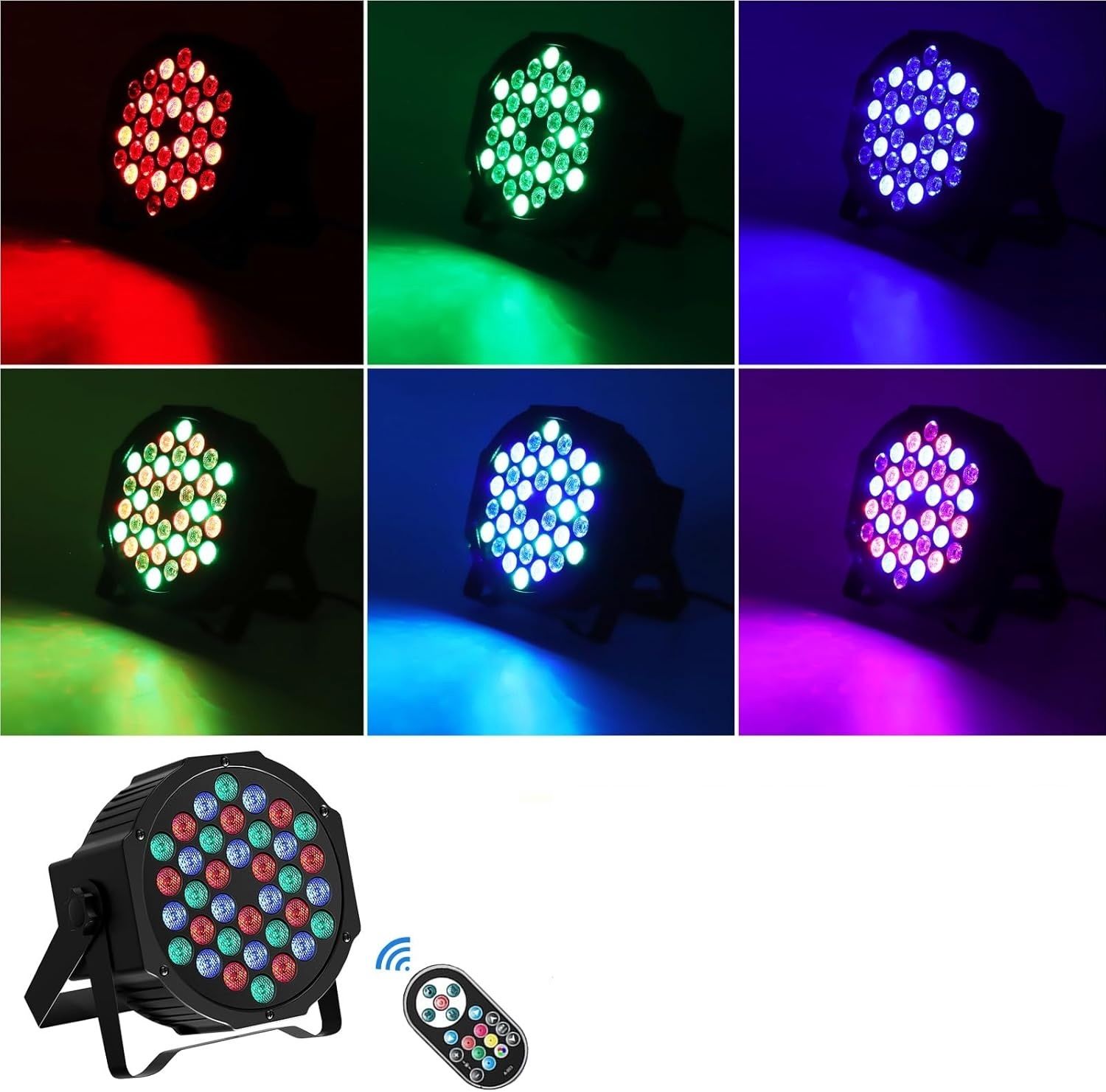 2‑pak reflektorów scenicznych LED DELIBANG 36 LED RGBW z DMX i pilotem