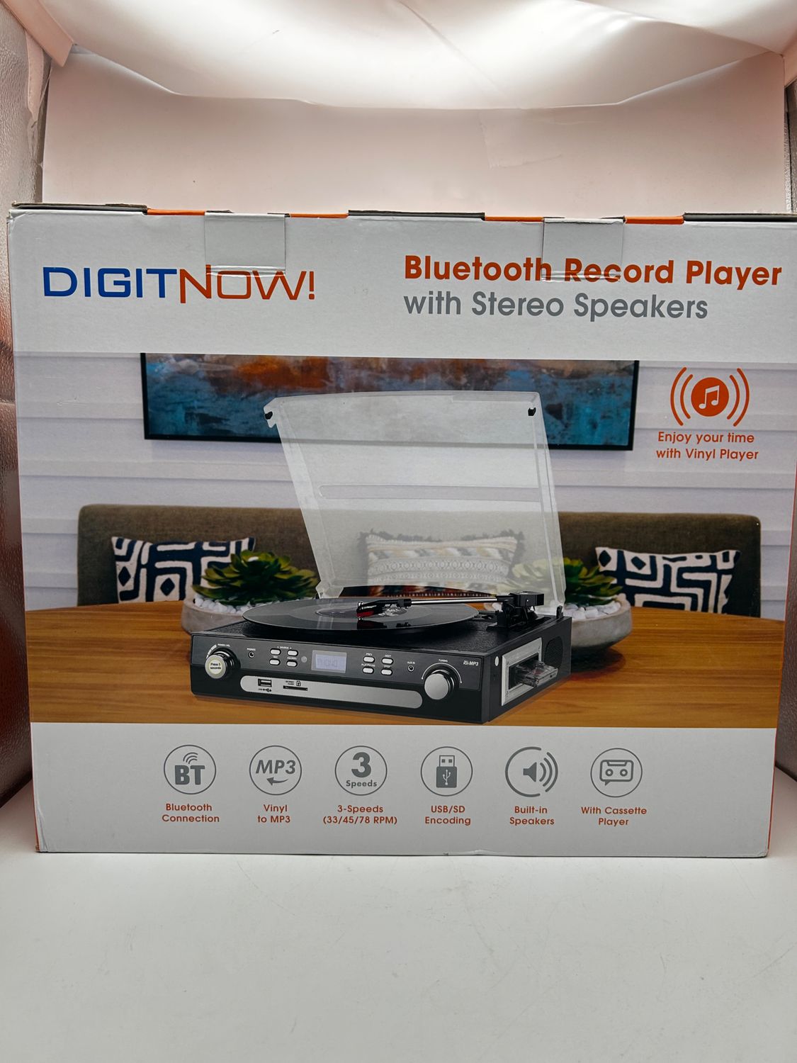 DIGITNOW! Gramofon winylowy Bluetooth, gramofon z głośnikami stereo, ę