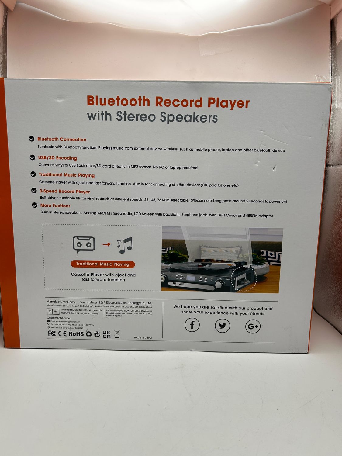 DIGITNOW! Gramofon winylowy Bluetooth, gramofon z głośnikami stereo, ę
