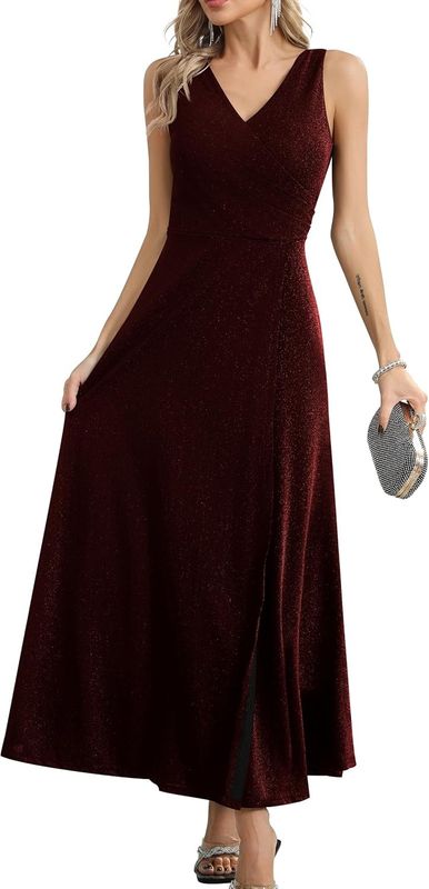 Missufe Elegancka Sukienka Maxi z Rozcięciem – Wieczorowa, Koktajlowa, Balowa