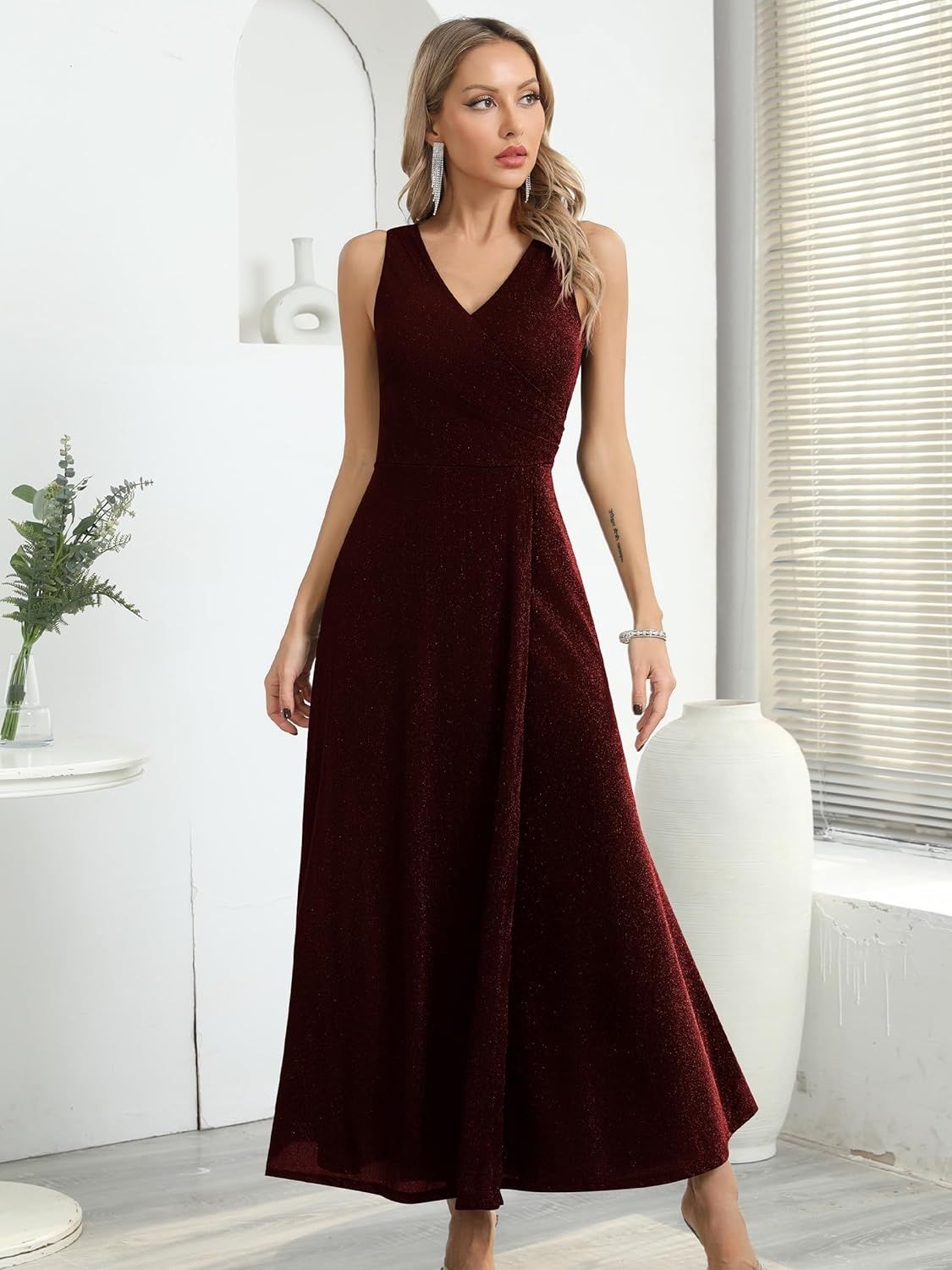 Missufe Elegancka Sukienka Maxi z Rozcięciem – Wieczorowa, Koktajlowa, Balowa