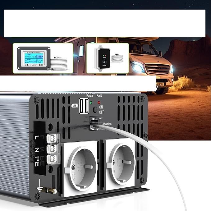 Falownik mocy 4000 W SUDOKEJI F-P-4000 – czysta fala sinusoidalna 12 V DC / 230 V AC