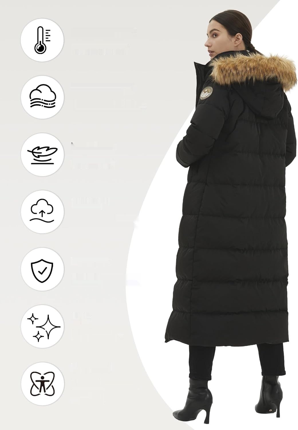 Długa damska parka puchowa 750+ Fill Power