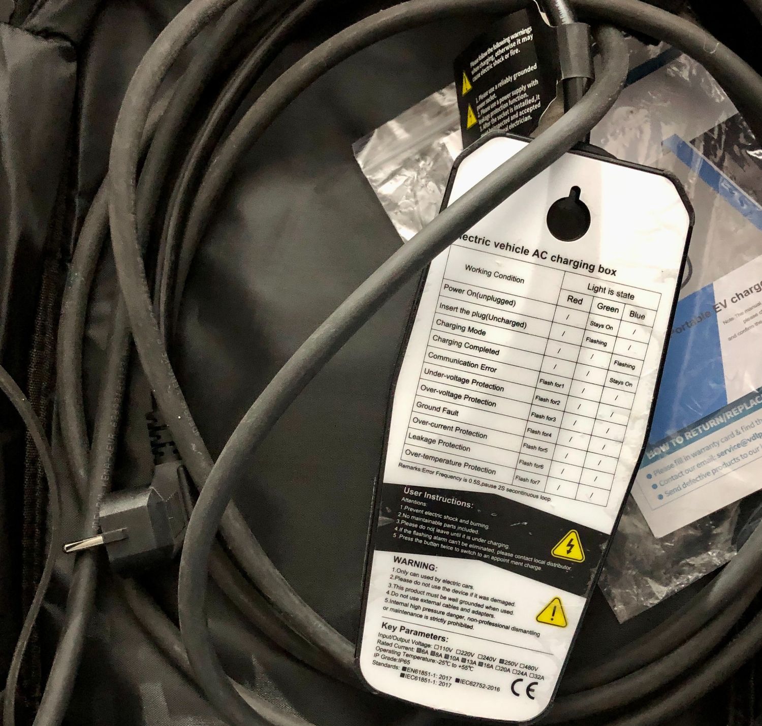 Ładowarka EV Typ 2, Ładowarka Samochodu Elektrycznego 16A, 3,6 kW
