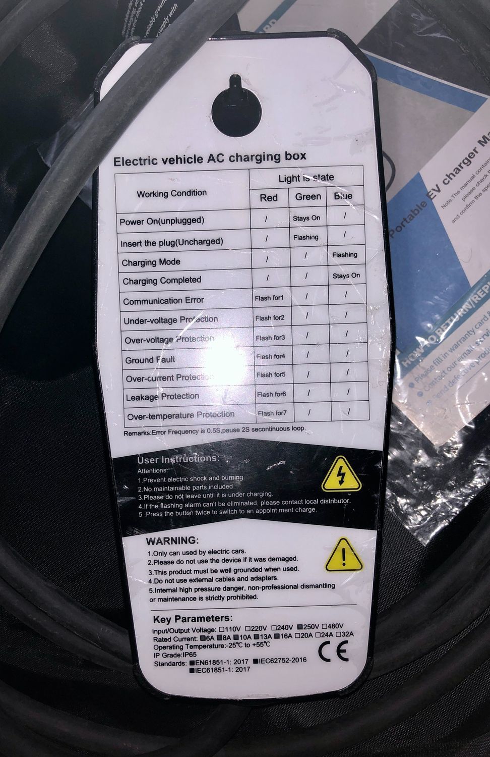 Ładowarka EV Typ 2, Ładowarka Samochodu Elektrycznego 16A, 3,6 kW
