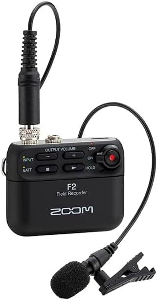 Zoom F2/B Field Recorder z mikrofonem lavalier, czarny