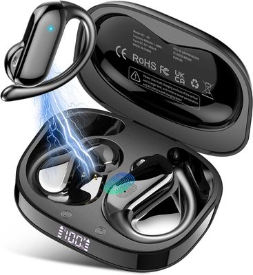 Tłumacz słuchawkowy AI DUSONLAP E6, Bluetooth 5.4, 165 języków, czarny