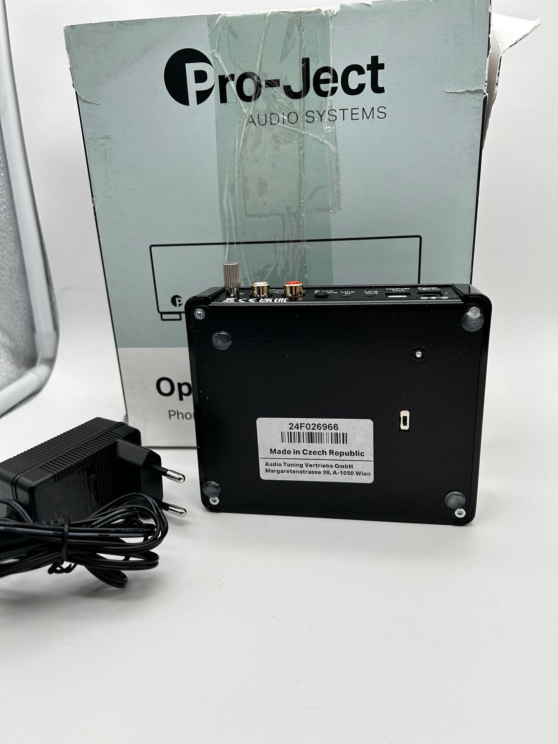 Pro-Ject Optical Box E Phono – przedwzmacniacz phono z DAC, czarny
