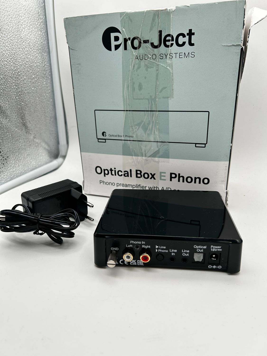 Pro-Ject Optical Box E Phono – przedwzmacniacz phono z DAC, czarny