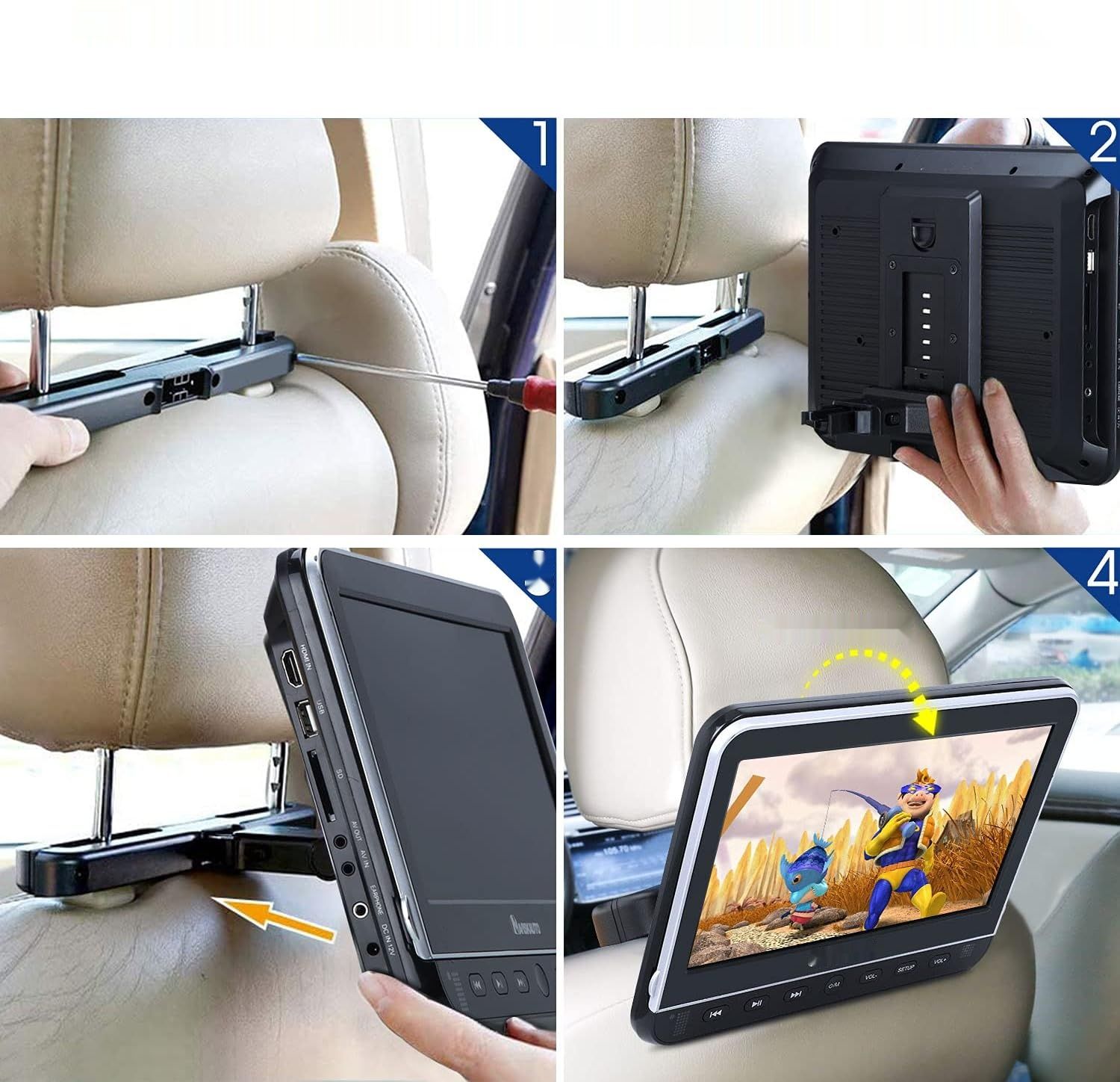 NAVISKAUTO Auto DVD Player na zagłówki, HDMI, USB/SD