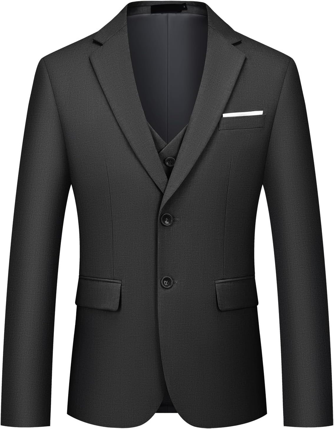 Męski garnitur slim fit 3-częściowy, dwuguzikowy – marynarka, kamizelka i spodnie