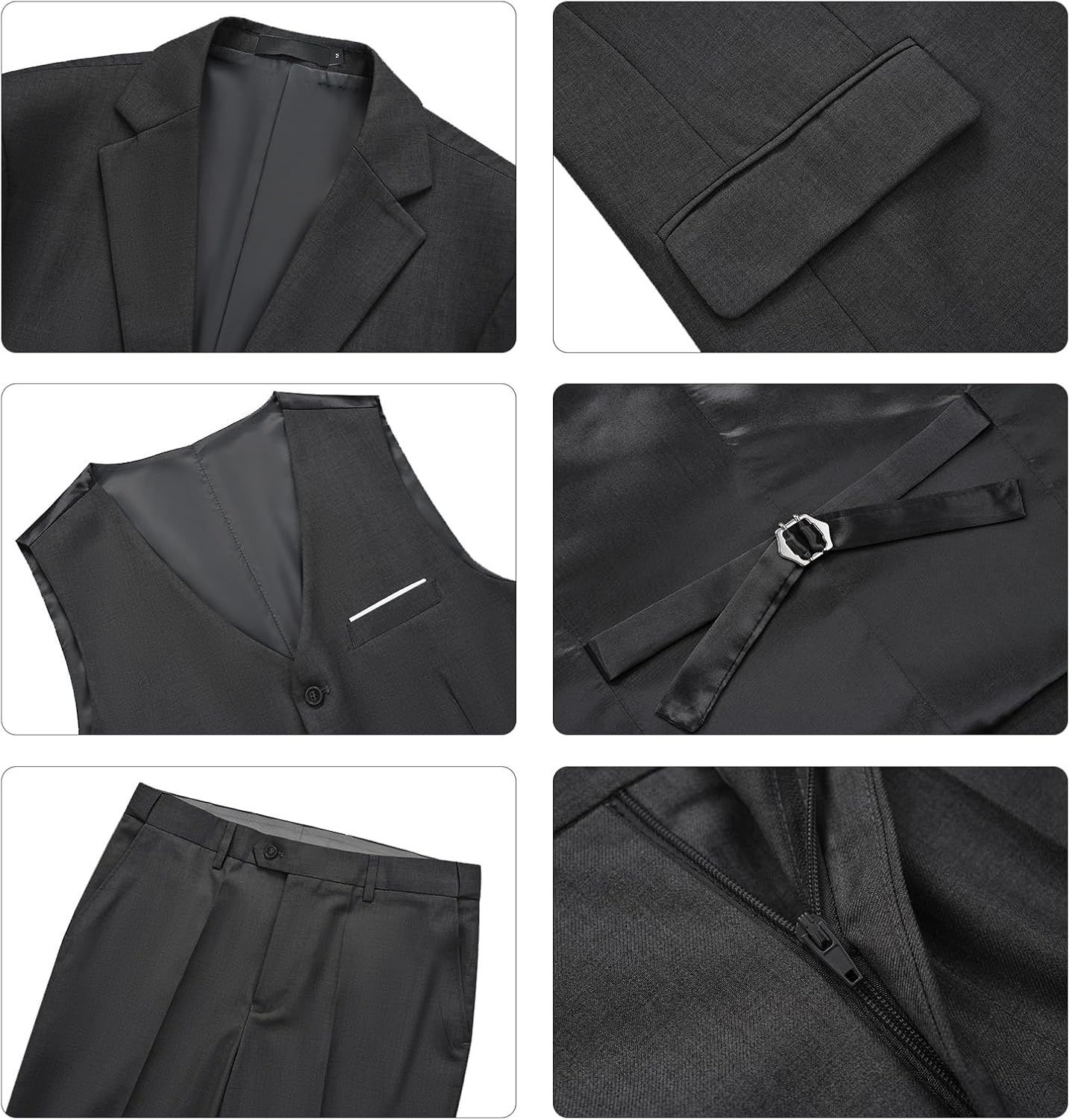 Męski garnitur slim fit 3-częściowy, dwuguzikowy – marynarka, kamizelka i spodnie