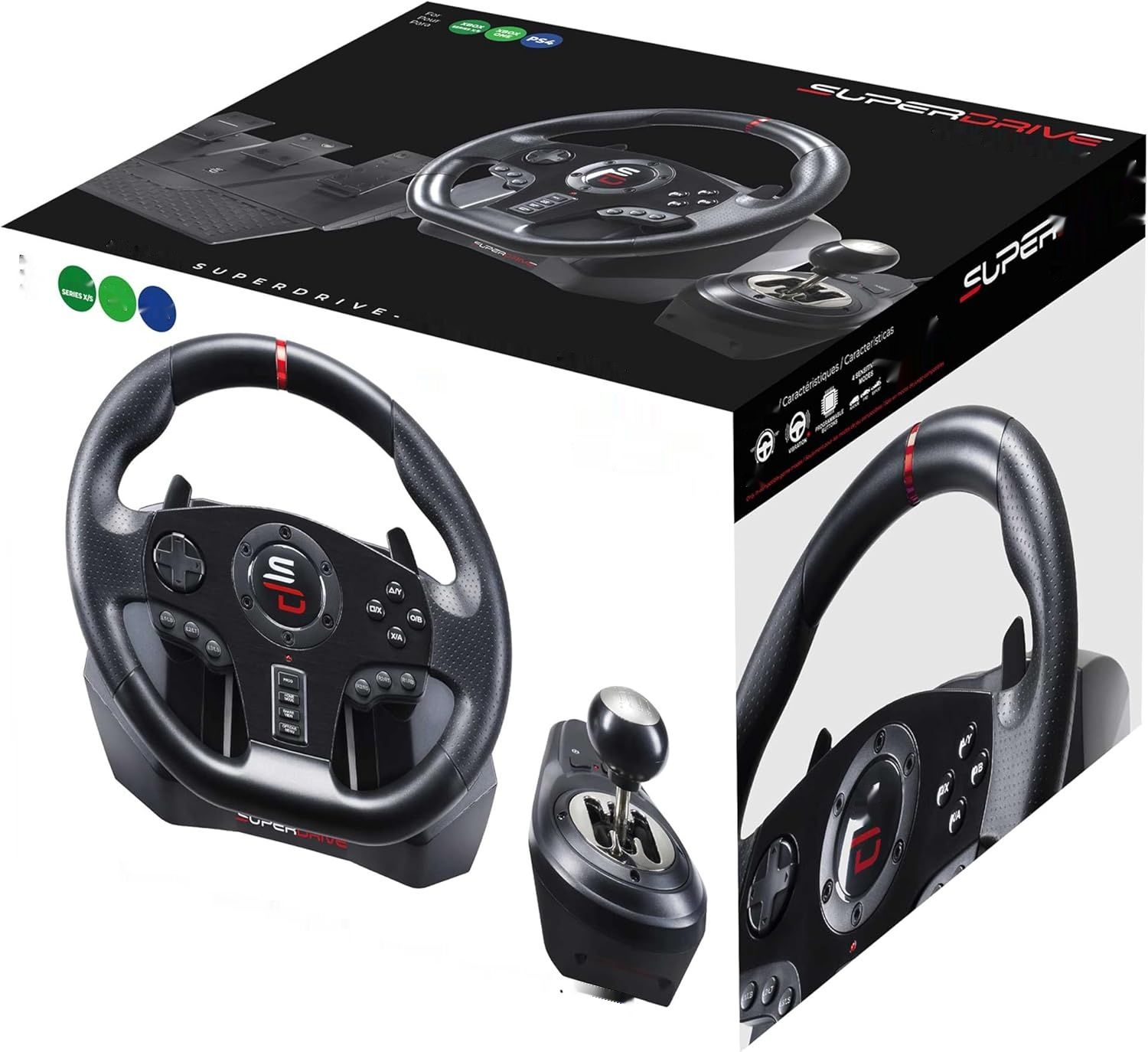 Subsonic Volant Superdrive GS850-X z lewarkiem zmiany biegów, łopatkami i pedałami – do PS4, Xbox Series X/S i Xbox One