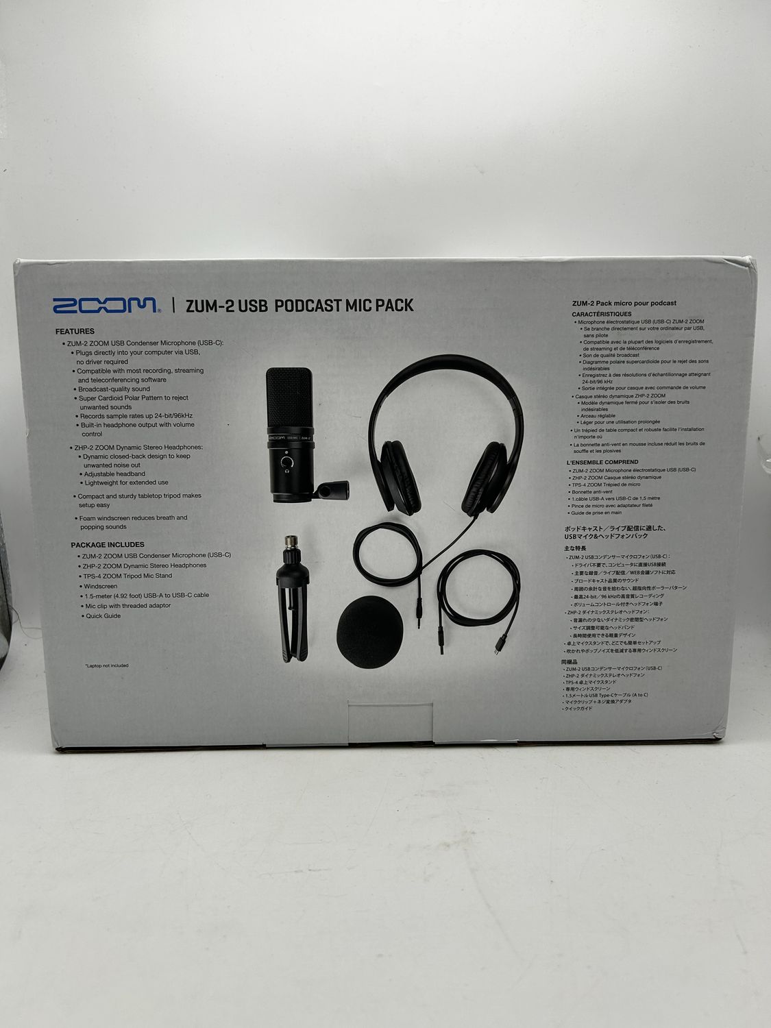 Zoom ZUM-2PMP zestaw podcastowy USB – mikrofon, słuchawki i statyw