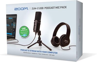 Zoom ZUM-2PMP zestaw podcastowy USB – mikrofon, słuchawki i statyw