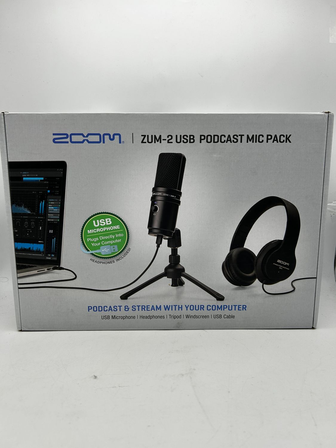 Zoom ZUM-2PMP zestaw podcastowy USB – mikrofon, słuchawki i statyw
