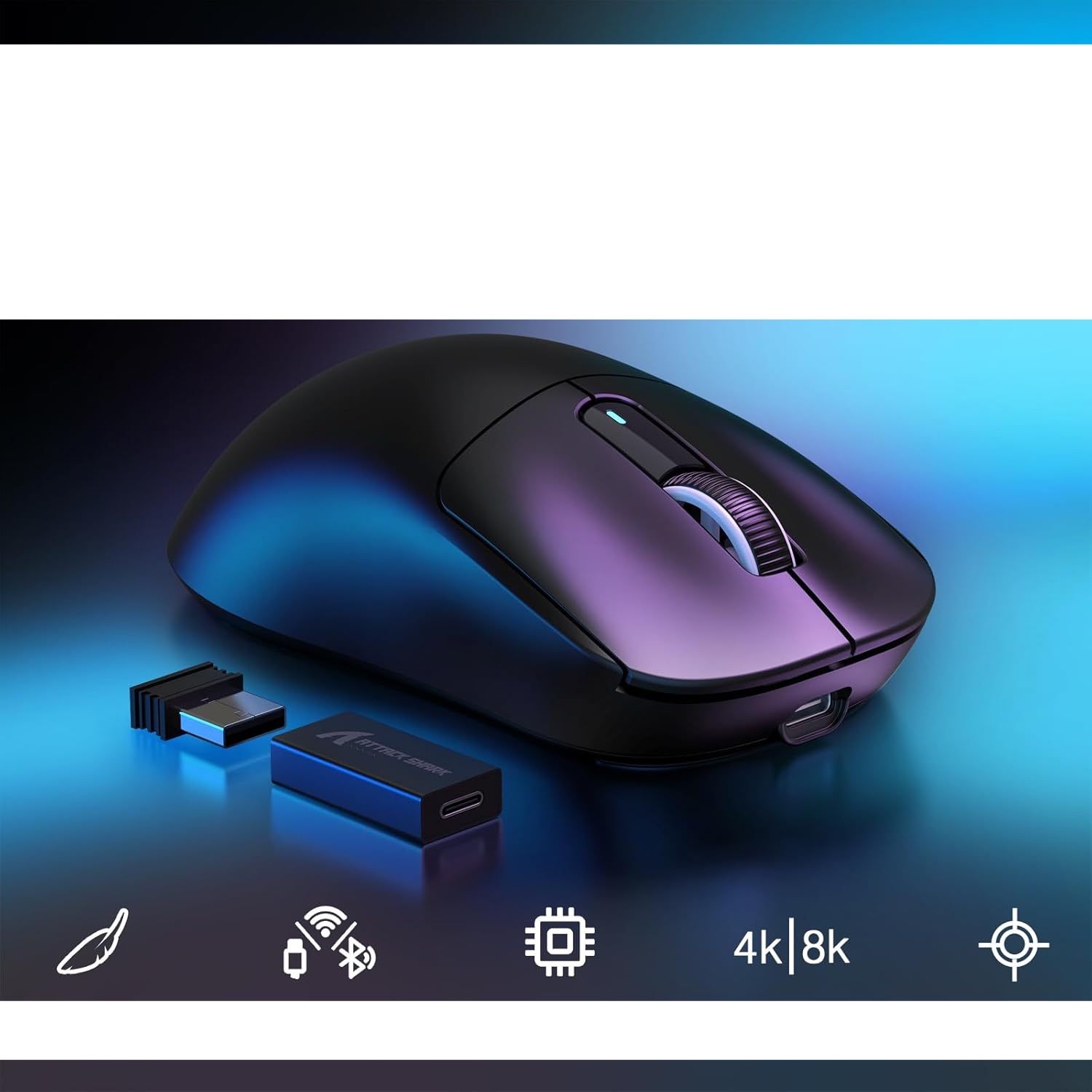 Mysz gamingowa VGN GAMEPOWER ATTACK SHARK X3PRO SUPERLIGHT 59 g – bezprzewodowa, 4K/8KHz, 26000 DPI, czarna