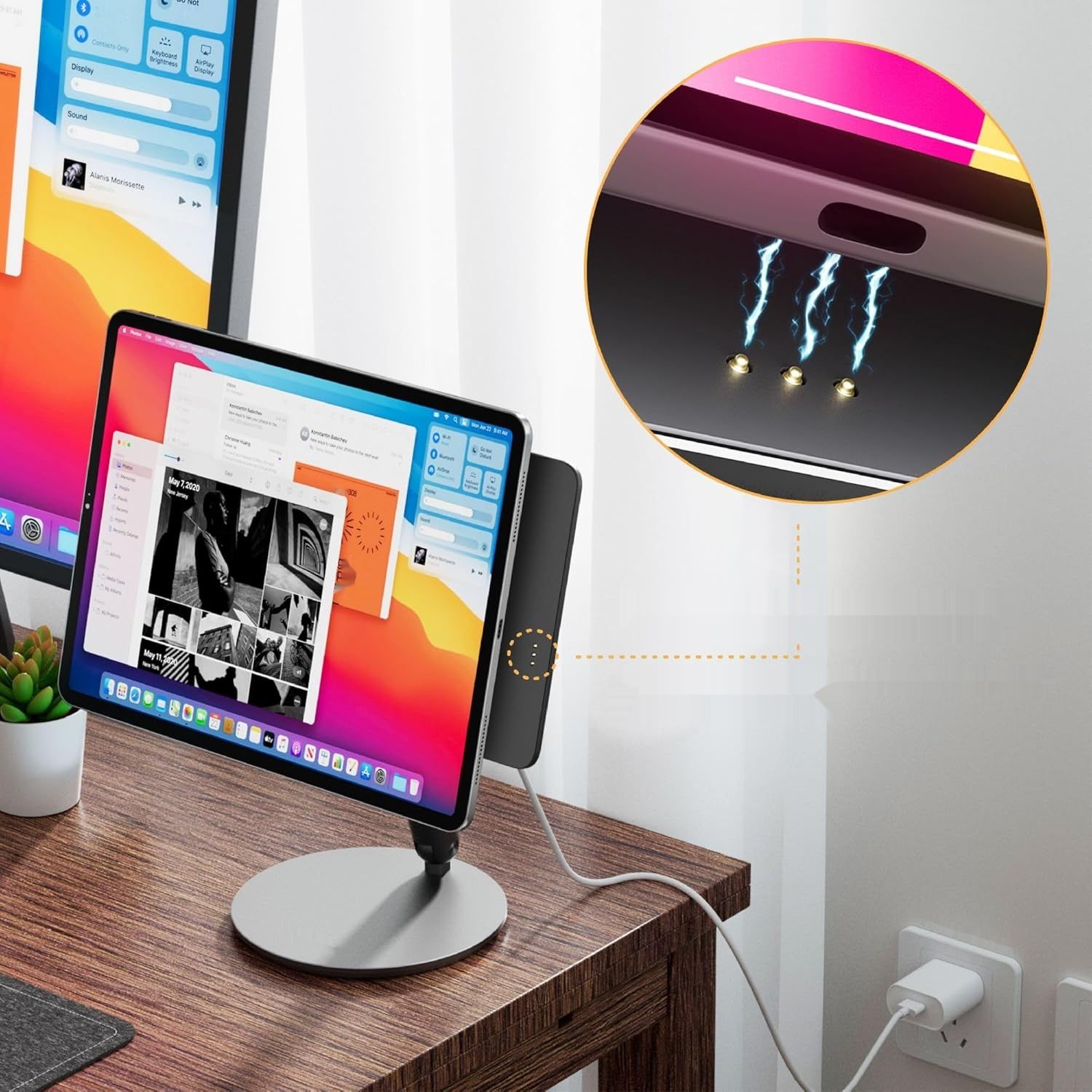 LULULOOK Magnetyczny stojak z ładowaniem bezprzewodowym 18 W do iPad Pro 11" M4 / 11" M5