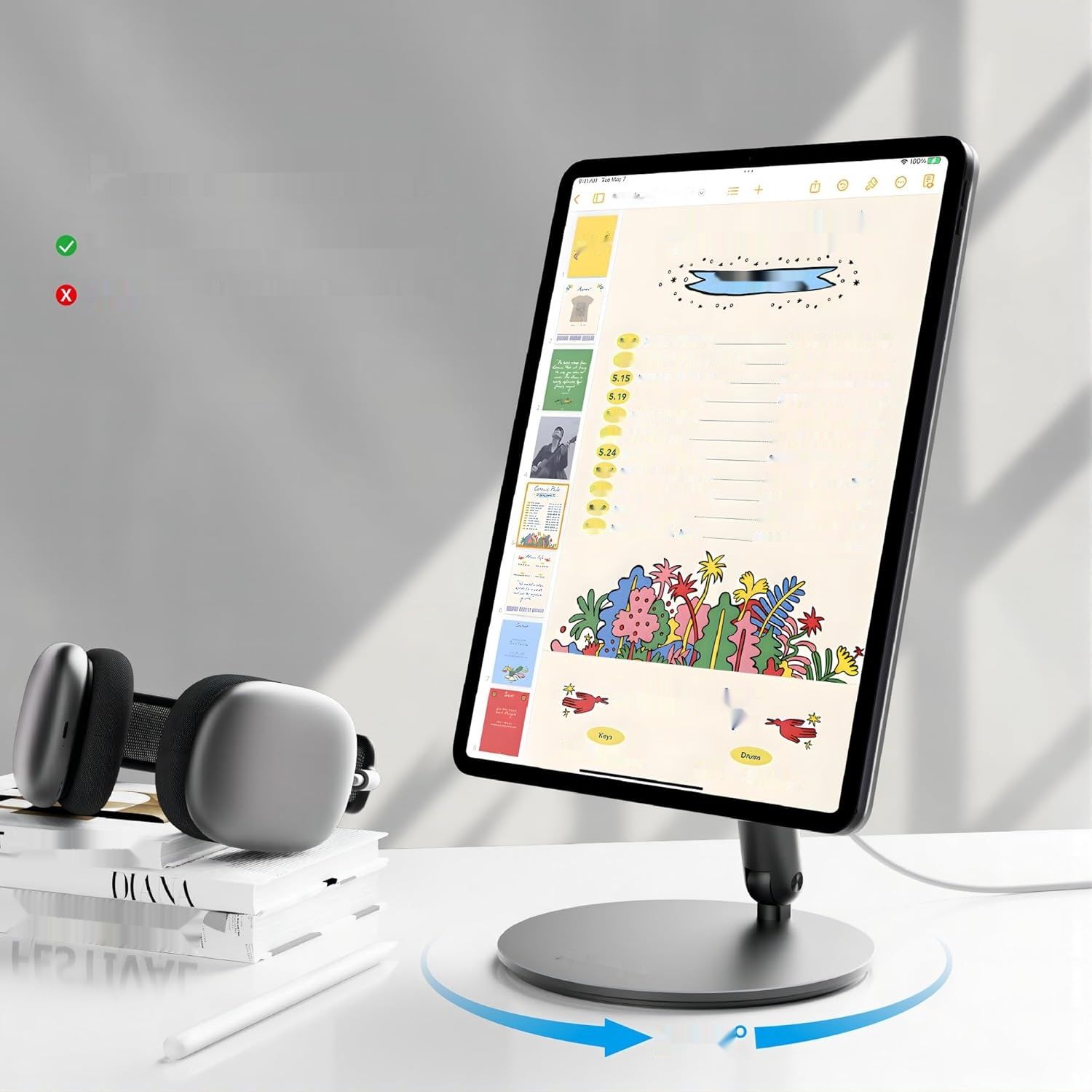 LULULOOK Magnetyczny stojak z ładowaniem bezprzewodowym 18 W do iPad Pro 11" M4 / 11" M5