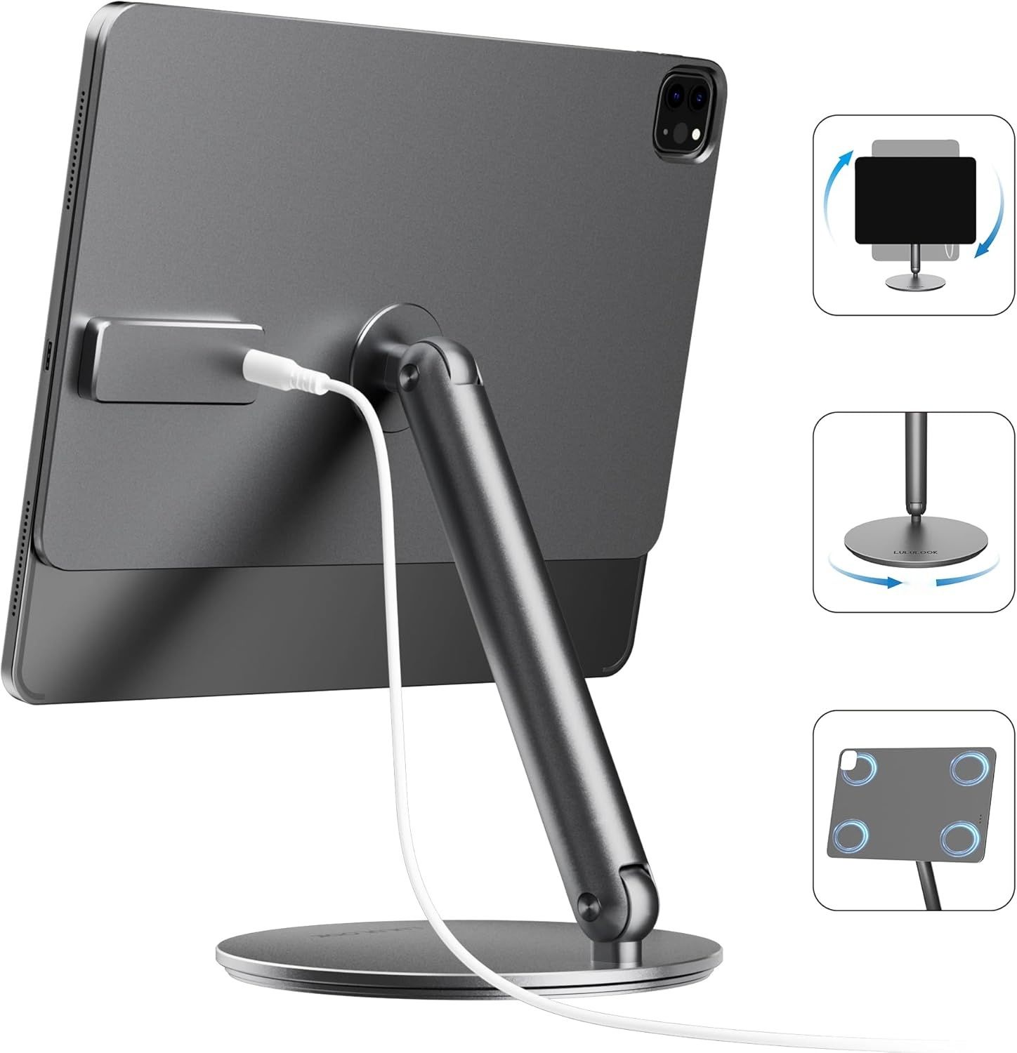 LULULOOK Magnetyczny stojak z ładowaniem bezprzewodowym 18 W do iPad Pro 11" M4 / 11" M5