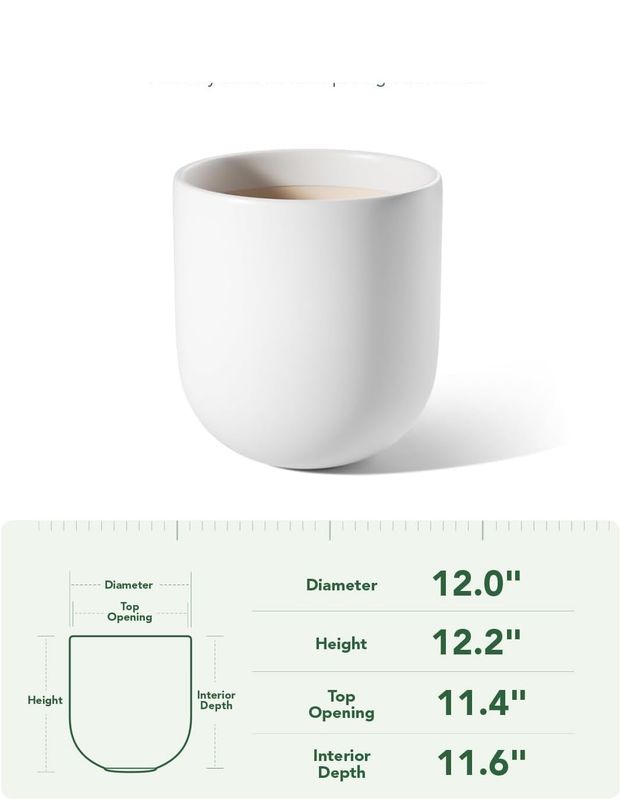 LE TAUCI Doniczka ceramiczna 30 cm, biała
