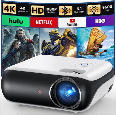 HAPPRUN H1 Przenośny projektor natywny 1080P, projektor 4K, Bluetooth