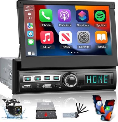 Radio samochodowe 1 DIN Techschermo A3110A3 z wysuwaną 7" ekranem dotykowym, CarPlay i Android Auto