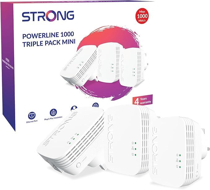 STRONG POWERL1000TRIMINIUK AV1000 Mini Powerline Adapter Starter Set (3 sztuki, UK)