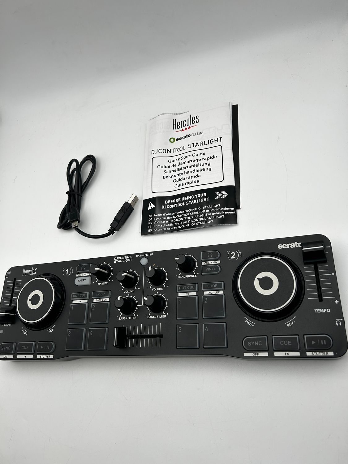 HERCULES DJControl Starlight, przenośny kontroler DJ USB, 2 ścieżki z