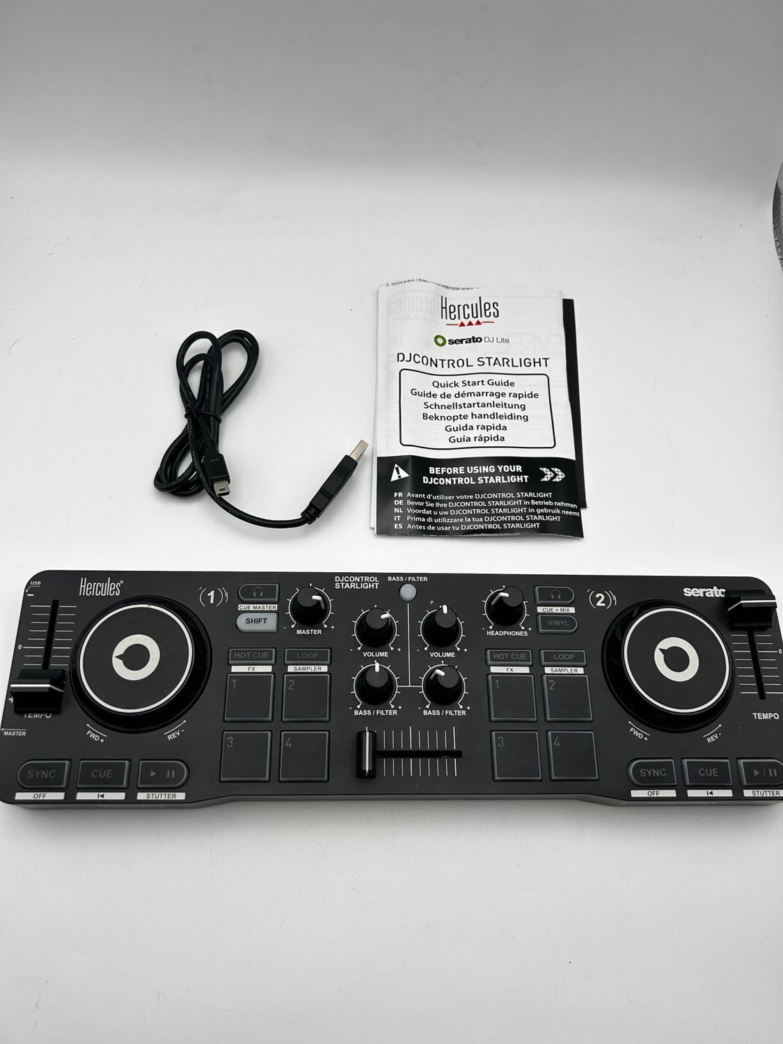 HERCULES DJControl Starlight, przenośny kontroler DJ USB, 2 ścieżki z