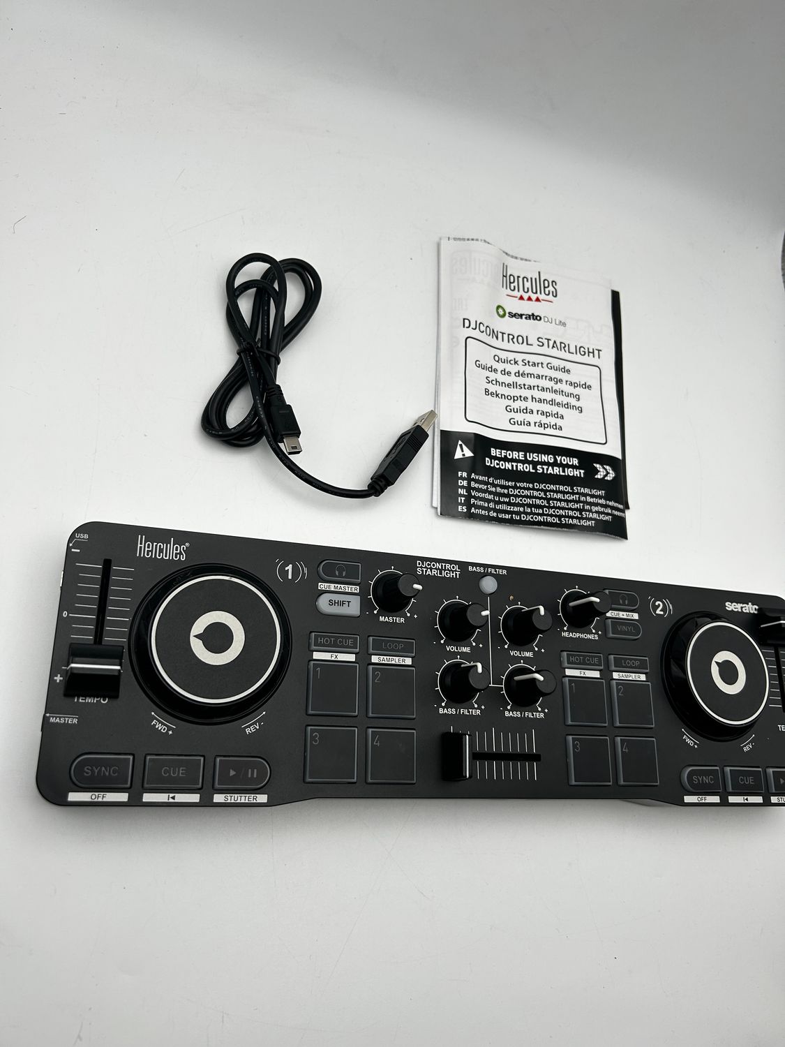 HERCULES DJControl Starlight, przenośny kontroler DJ USB, 2 ścieżki z