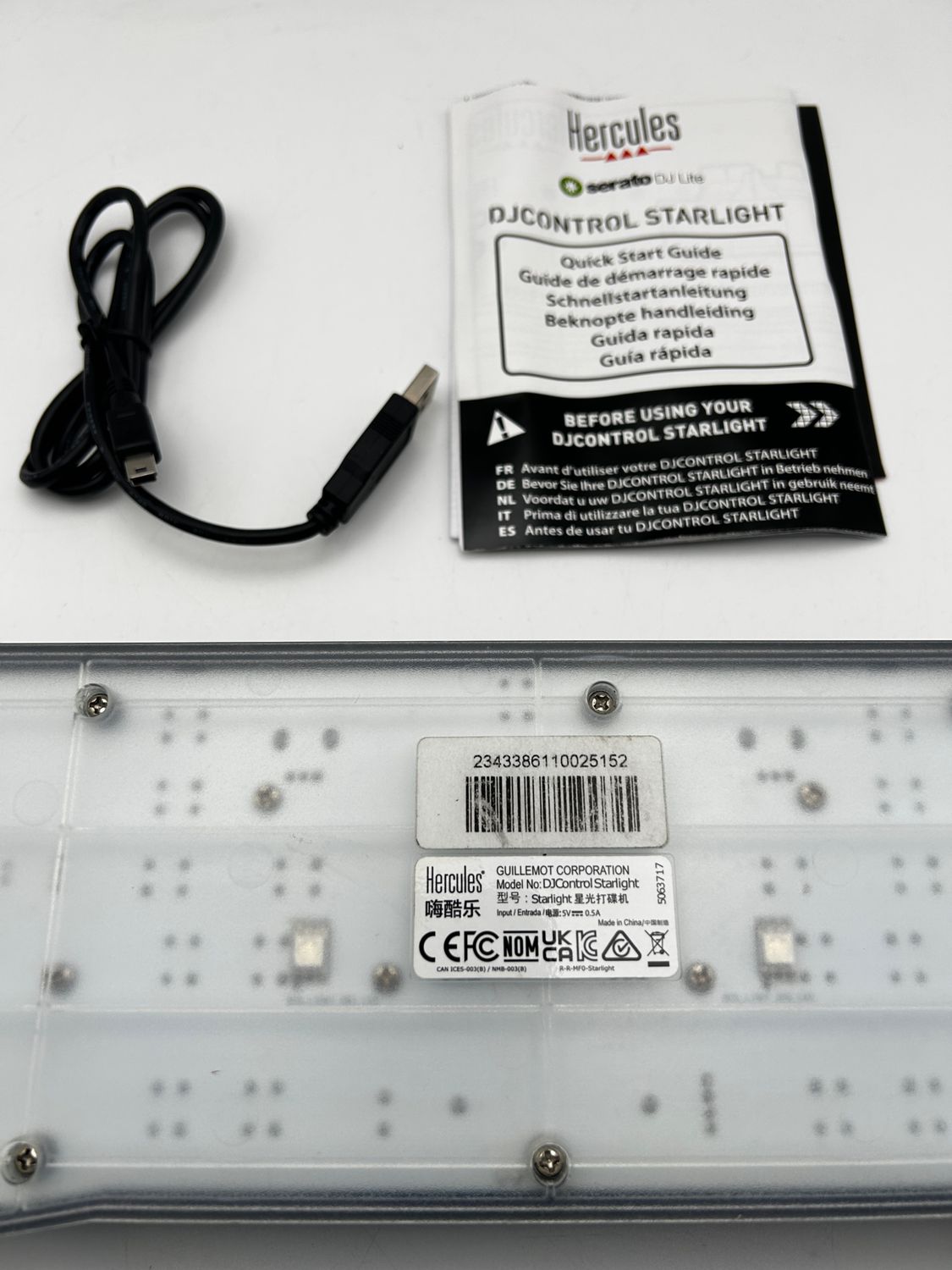 HERCULES DJControl Starlight, przenośny kontroler DJ USB, 2 ścieżki z