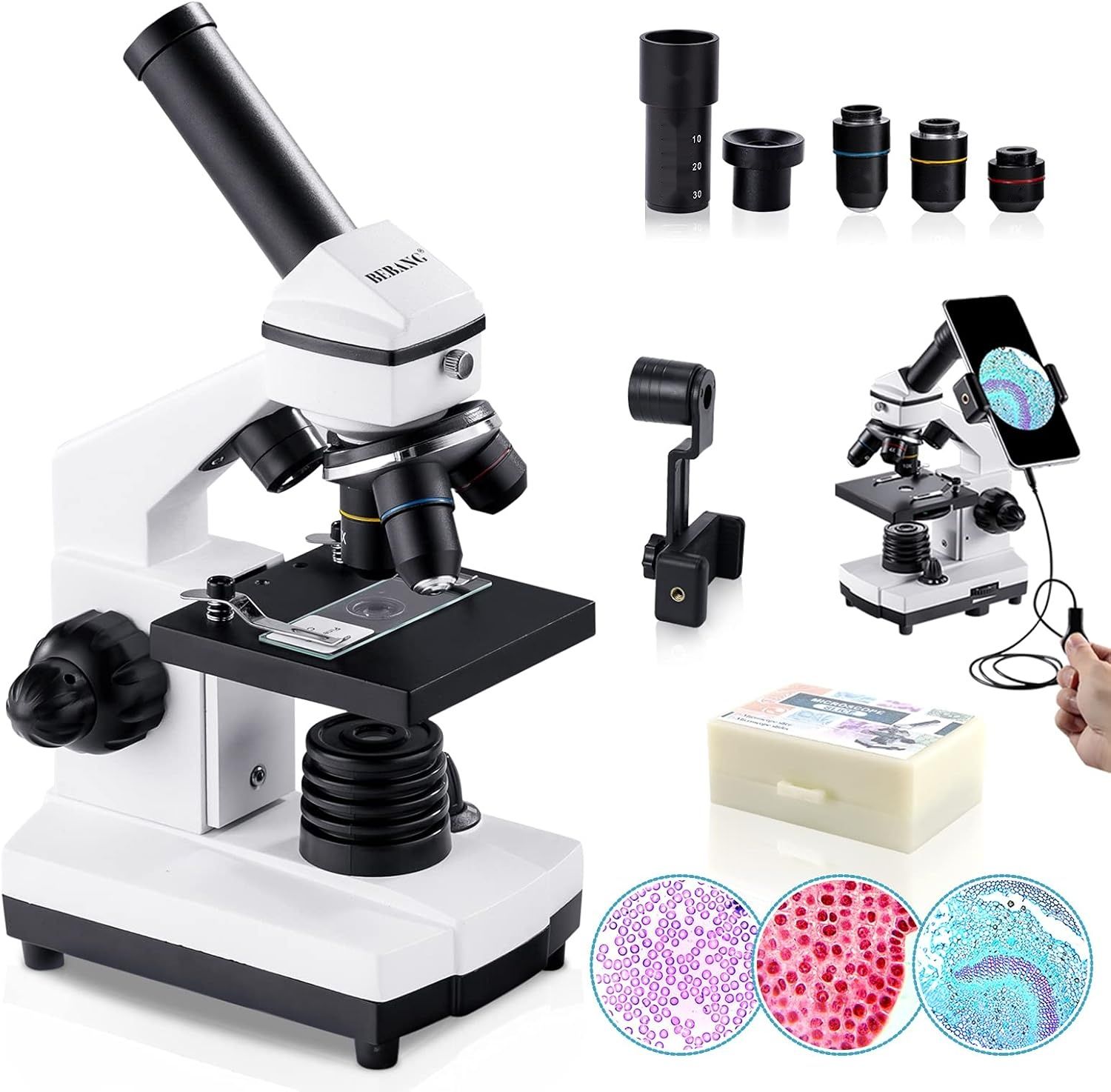 Mikroskop biologiczny BEBANG 100X–2000X dla dzieci, studentów i dorosłych