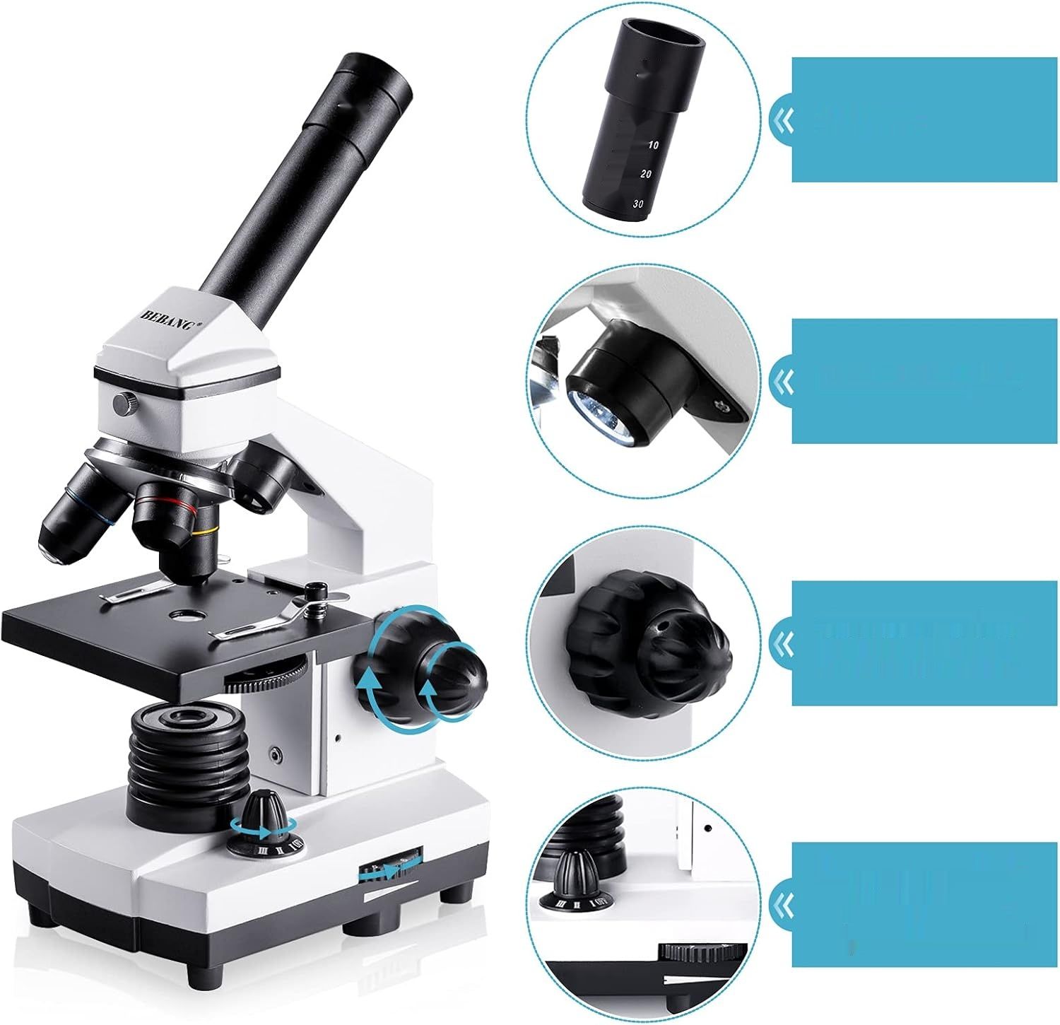 Mikroskop biologiczny BEBANG 100X–2000X dla dzieci, studentów i dorosłych
